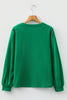 Racing Red Solid Color Button V Neck Long Sleeve Top