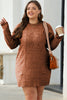Burgundy Cable Knit Drop Shoulder Loose Fit Sweater Dress
