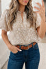 Iceland Blue Floral Textured Jacquard Puff Sleeve Blouse