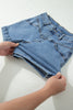 Ivy Seam Detail Pocketed Cuffed Hem Denim Shorts