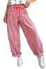 Black Stripe Drawstring Casual Loose Pants