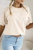 Jet Stream Lace Crochet Short Sleeve Round Neck T Shirt