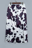 Brown Abstract Print Western Long Metal Zip-Up Waist Daily Wear Skirt
