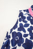 Blue Floral Sleeveless Colorblock Notched V Neck Mini Dress