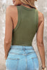 Black Slim Ribbed Padded Tank Top