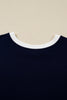 Bluing Colorful Striped Accent Varsity Long Sleeve Pullover and Shorts Matching Set