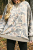 Multicolour Camo Print Ribbed Trim Casual Pullover Sweatshirt