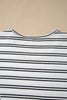 Beige Stripe Ribbed Knit Round Neck Long Sleeve Top