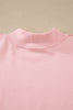 Light Pink Solid Color Exposed Seam Mock Neck Oversize Tee Casual Shorts 2pcs Outfit