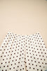 White Polka Dot Print Notched Neck Long Sleeve Top Drawstring Jogger Pants Waffle Knit Lounge Set