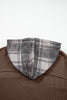 Brown Plaid Patchwork Button Down Drawstring Hooded Shacket