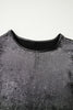 Silvery Metallic Round Neck Ruffle Trim Sleeveless Top