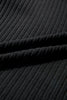 Black Ribbed Texture Round Neck Long Sleeve Rounded Hem Knit Top