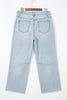 Beau Blue Sequin Rugby Pattern Raw Hem Casual Jeans