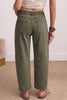 Coffee Solid Color Square Patch Pocket Ankle-length Barrel Jeans
