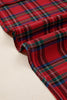 Red Tartan Plaid Square Neck Puff Sleeve Knot Waist Flared Midi Dress