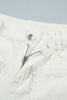 White Solid Color Scalloped Patch Pocket Shift Jeans