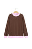 Pink Colorblock Trim Crewneck Long Sleeve Pullover Sweatshirt