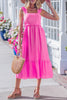 Bonbon Solid Color Ruffle Trim High Waist Sleeveless Maxi Dress