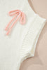 White Short Sleeve Knit Contrast Bow Knot Loose Sweater