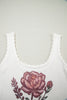 White Retro Floral Print Scalloped Square Neck Knit Sweater Vest