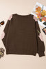 Dark Brown Floral Print Drop Shoulder Relaxed Pullover Sweater