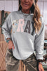 Racing Red Floral Buffalo Plaid Striped Embroidered Patch Western Pullover Sweatshirt