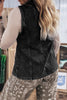 Black Buttoned Front Slit Denim Vest