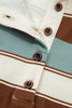 White Stripe Button Polo Collar Tee Drawstring Elastic Waist Patchwork 2pcs Short Set