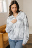 Gray Camo Leaf Print Kangaroo Pocket Quarter Zip Hoodie