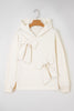 White Solid Color Cute Bow Detail Loose Hoodie