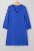 Sky Blue Frilled V Neck Bracelet Sleeve Shift Mini Dress