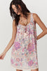 Multicolour Floral Print Fringed Tie U Neck Sleeveless Mini Dress