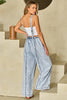 Dark Grey Light Wash Frayed Exposed Seam Wide Leg Denim Overall