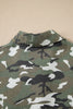 Green Camo Chest Pockets Loose Jean Jacket