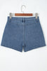 Dusk Blue Flap Pockets Denim Shorts
