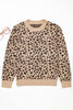 Khaki Leopard Print Dolman Sleeve Sweater