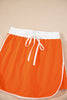 Orange Varsity Stripe Detail Drop Shoulder Pullover Mini Skirt Set