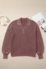 Dark Brown Mineral Washed Knit Button Polo Collar Loose Sweater