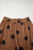 Beige Polka Dot Wide Leg Elastic Waist Casual Pants