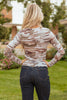 Green Western Fashion Camouflage Print Mesh Long Sleeve Top