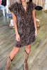 Brown Leopard Print Short Sleeve Mini Shift Silhouette Dress
