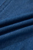 Sail Blue Ruffled Edge Collared Shift Denim Dress with Pockets