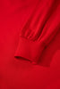 Fiery Red Contrast Striped Collar Patchwork Puff Sleeve Ruffle Hem Mini Dress