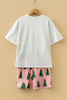 Pink Checkered MERRY Graphic Christmas Tree Print Short Lounge Set