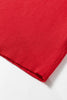 Fiery Red Sequin Sleeve Patchwork Ribbing Knit Square Neck Holiday Sweater