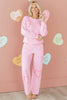 Phalaenopsis Chenille Heart Pattern Casual 2pcs Pants Set