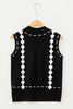 Black Western Horse Geometric Print Mock Neck Sweater Vest