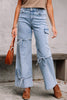 Beau Blue Bowknot Decor Boyfriend Cargo Jeans