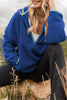 Sky Blue Sherpa Half Zip Contrast Trim Pullover Hoodie